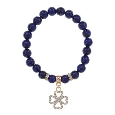 Браслет Клевер (удача и везение) нат.камень Лазурит 8мм BS-CR-0310