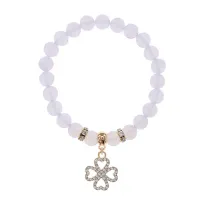 Браслет Клевер (удача и везение) синт.камень Лунный камень 8мм BS-CR-0311