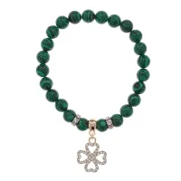 Браслет Клевер (удача и везение) синт.камень Малахит 8мм BS-CR-0312