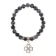 Браслет Клевер (удача и везение) нат.камень Снежный обсидиан 8мм BS-CR-0314