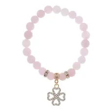 Браслет Клевер (удача и везение) нат.камень Розовый кварц 8мм BS-CR-0315