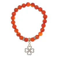 Браслет Клевер (удача и везение) нат.камень Сердолик 8мм BS-CR-0317