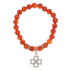 Браслет Клевер (удача и везение) нат.камень Сердолик 8мм BS-CR-0317