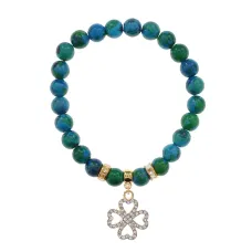 Браслет Клевер (удача и везение) синт.камень Хризоколла 8мм BS-CR-0321