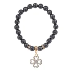 Браслет Клевер (удача и везение) синт.камень Гематит 8мм BS-CR-0328