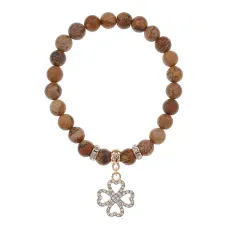 Браслет Клевер (удача и везение) нат.камень Песочная яшма 8мм BS-CR-0330