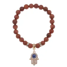 Браслет Хамса (защита от сглаза и зла) синт.камень Корич. авантюрин 8мм BS-CR-0331
