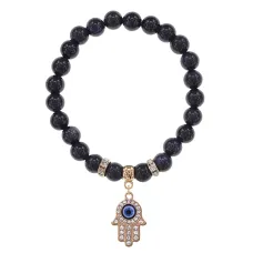 Браслет Хамса (защита от сглаза и зла) синт.камень Синий авантюрин 8мм BS-CR-0332