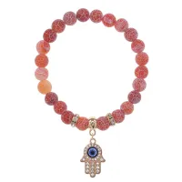 Браслет Хамса (защита от сглаза и зла) нат.камень Африканский агат 8мм BS-CR-0334