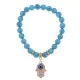 Браслет Хамса (защита от сглаза и зла) синт.камень Бирюза 8мм BS-CR-0335