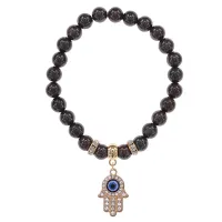 Браслет Хамса (защита от сглаза и зла) нат.камень Гранат 8мм BS-CR-0336