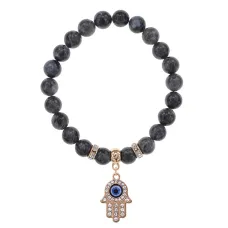 Браслет Хамса (защита от сглаза и зла) нат.камень Лабрадор 8мм BS-CR-0338