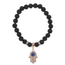 Браслет Хамса (защита от сглаза и зла) нат.камень Лава 8мм BS-CR-0339