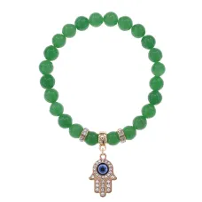 Браслет Хамса (защита от сглаза и зла) нат.камень Нефрит 8мм BS-CR-0343