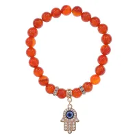 Браслет Хамса (защита от сглаза и зла) нат.камень Сердолик 8мм BS-CR-0347