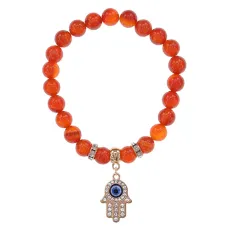 Браслет Хамса (защита от сглаза и зла) нат.камень Сердолик 8мм BS-CR-0347