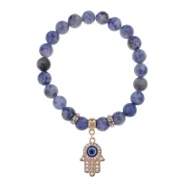 Браслет Хамса (защита от сглаза и зла) нат.камень Содалит 8мм BS-CR-0348