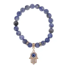 Браслет Хамса (защита от сглаза и зла) нат.камень Содалит 8мм BS-CR-0348