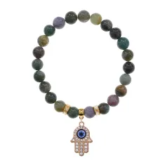 Браслет Хамса (защита от сглаза и зла) нат.камень Яшма 8мм BS-CR-0355