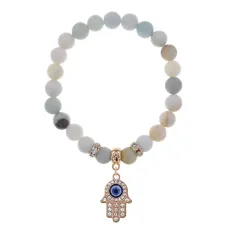 Браслет Хамса (защита от сглаза и зла) нат.камень Амазонит 8мм BS-CR-0356