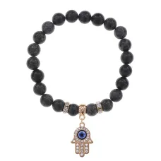 Браслет Хамса (защита от сглаза и зла) нат.камень Змеевик 8мм BS-CR-0359