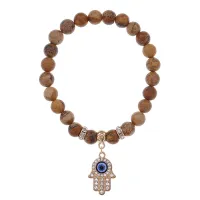 Браслет Хамса (защита от сглаза и зла) нат.камень Песочная яшма 8мм BS-CR-0360