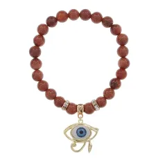 Браслет Око Ра (дар предвидения) синт.камень Корич. авантюрин 8мм BS-CR-0391