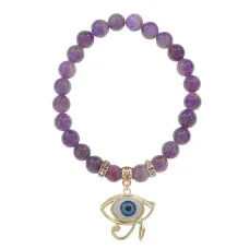 Браслет Око Ра (дар предвидения) нат.камень Аметист 8мм BS-CR-0393