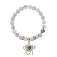 Браслет Око Ра (дар предвидения) нат.камень Кахолонг 8мм BS-CR-0397