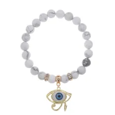 Браслет Око Ра (дар предвидения) нат.камень Кахолонг 8мм BS-CR-0397
