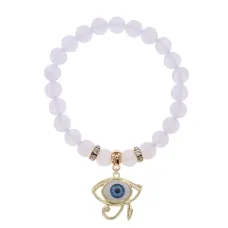 Браслет Око Ра (дар предвидения) синт.камень Лунный камень 8мм BS-CR-0401