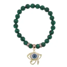 Браслет Око Ра (дар предвидения) синт.камень Малахит 8мм BS-CR-0402