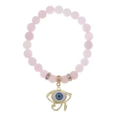 Браслет Око Ра (дар предвидения) нат.камень Розовый кварц 8мм BS-CR-0405