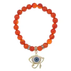 Браслет Око Ра (дар предвидения) нат.камень Сердолик 8мм BS-CR-0407