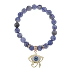 Браслет Око Ра (дар предвидения) нат.камень Содалит 8мм BS-CR-0408