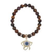 Браслет Око Ра (дар предвидения) нат.камень Тигровый глаз 8мм BS-CR-0409