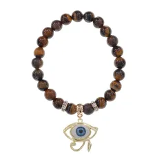 Браслет Око Ра (дар предвидения) нат.камень Тигровый глаз 8мм BS-CR-0409