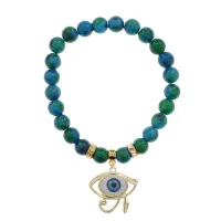 Браслет Око Ра (дар предвидения) синт.камень Хризоколла 8мм BS-CR-0411