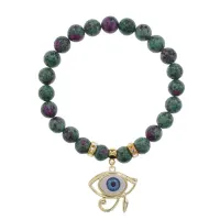 Браслет Око Ра (дар предвидения) синт.камень Цоизит 8мм BS-CR-0412