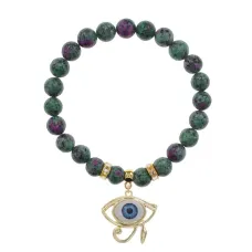 Браслет Око Ра (дар предвидения) синт.камень Цоизит 8мм BS-CR-0412