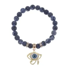 Браслет Око Ра (дар предвидения) нат.камень синий Африк. агат 8мм BS-CR-0417
