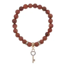 Браслет Ключ (счастье) синт.камень Корич. авантюрин 8мм BS-CR-0421