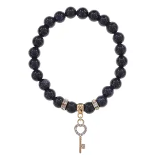 Браслет Ключ (счастье) синт.камень Синий авантюрин 8мм BS-CR-0422