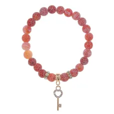 Браслет Ключ (счастье) нат.камень Африканский агат 8мм BS-CR-0424