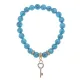 Браслет Ключ (Счастье) синт.камень Бирюза 8мм BS-CR-0425