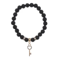 Браслет Ключ (счастье) нат.камень Лава 8мм BS-CR-0429