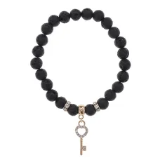 Браслет Ключ (счастье) нат.камень Лава 8мм BS-CR-0429