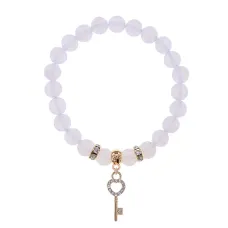 Браслет Ключ (счастье) синт.камень Лунный камень 8мм BS-CR-0431
