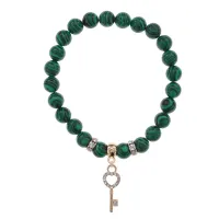 Браслет Ключ (Счастье) синт.камень Малахит 8мм BS-CR-0432