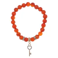 Браслет Ключ (счастье) нат.камень Сердолик 8мм BS-CR-0437